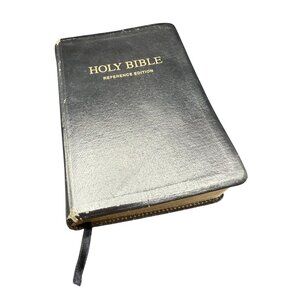 Holy Bible Reference Edition Genuine Bonded Leather Cover Black